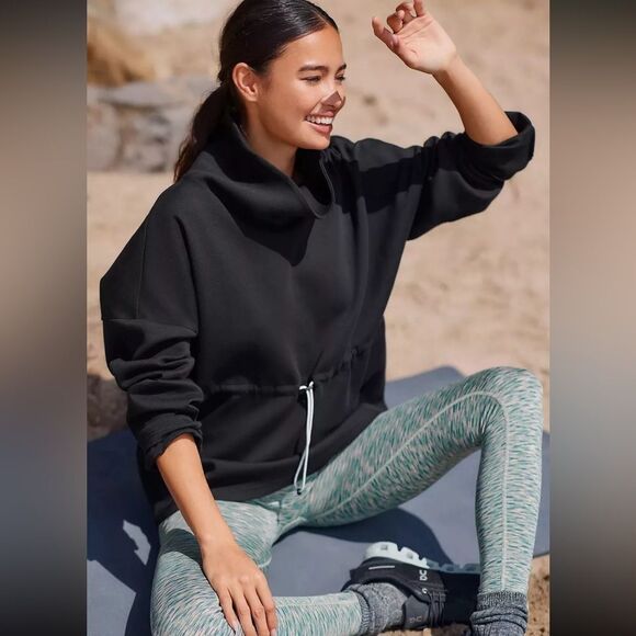 NWT VARLEY Anthropologie BARTON Sweat Sweatshirt BLACK SMALL - Picture 1 of 4